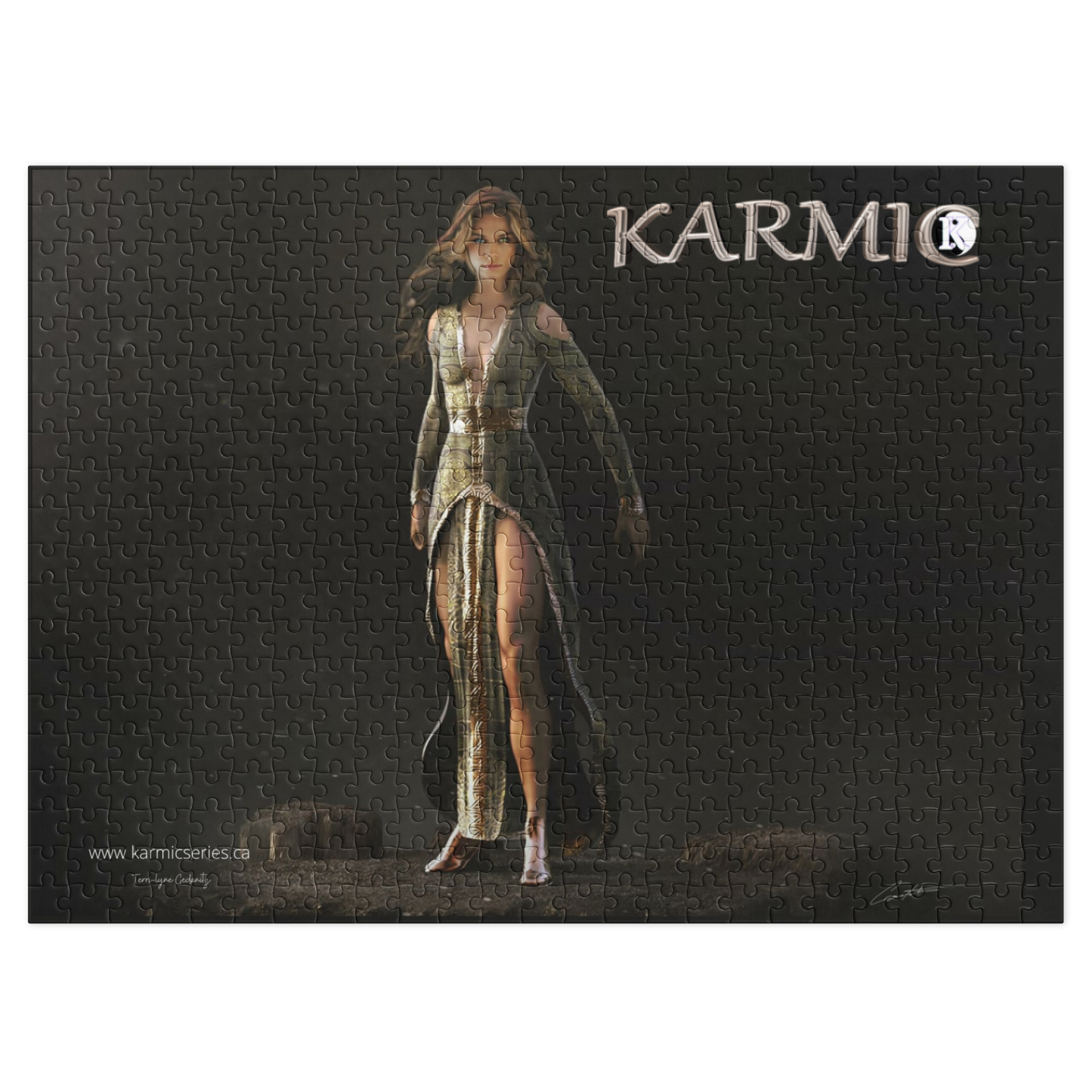 Karmic Render 1 Jigsaw puzzle with tin