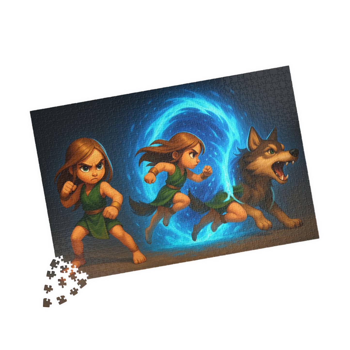 Karmic Fantasy Adventure Jigsaw Puzzle — Young Warrior, Portal & Wolf (1014 pcs)