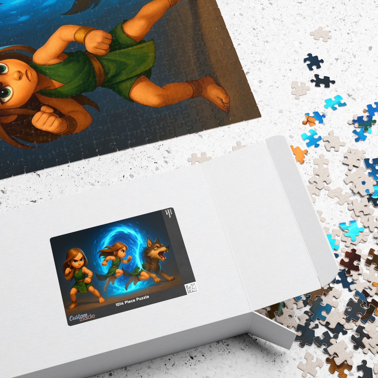 Karmic Fantasy Adventure Jigsaw Puzzle — Young Warrior, Portal & Wolf (1014 pcs)