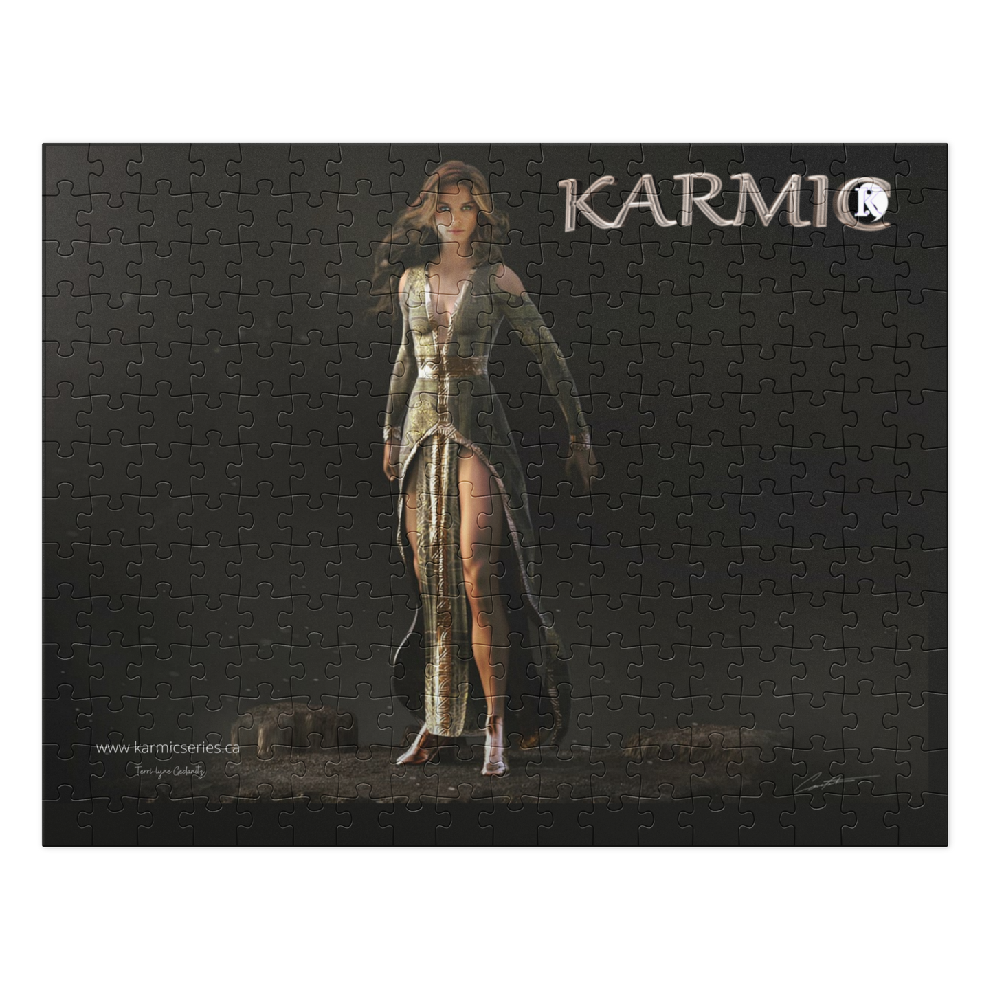 Karmic Render 1 Jigsaw puzzle with tin