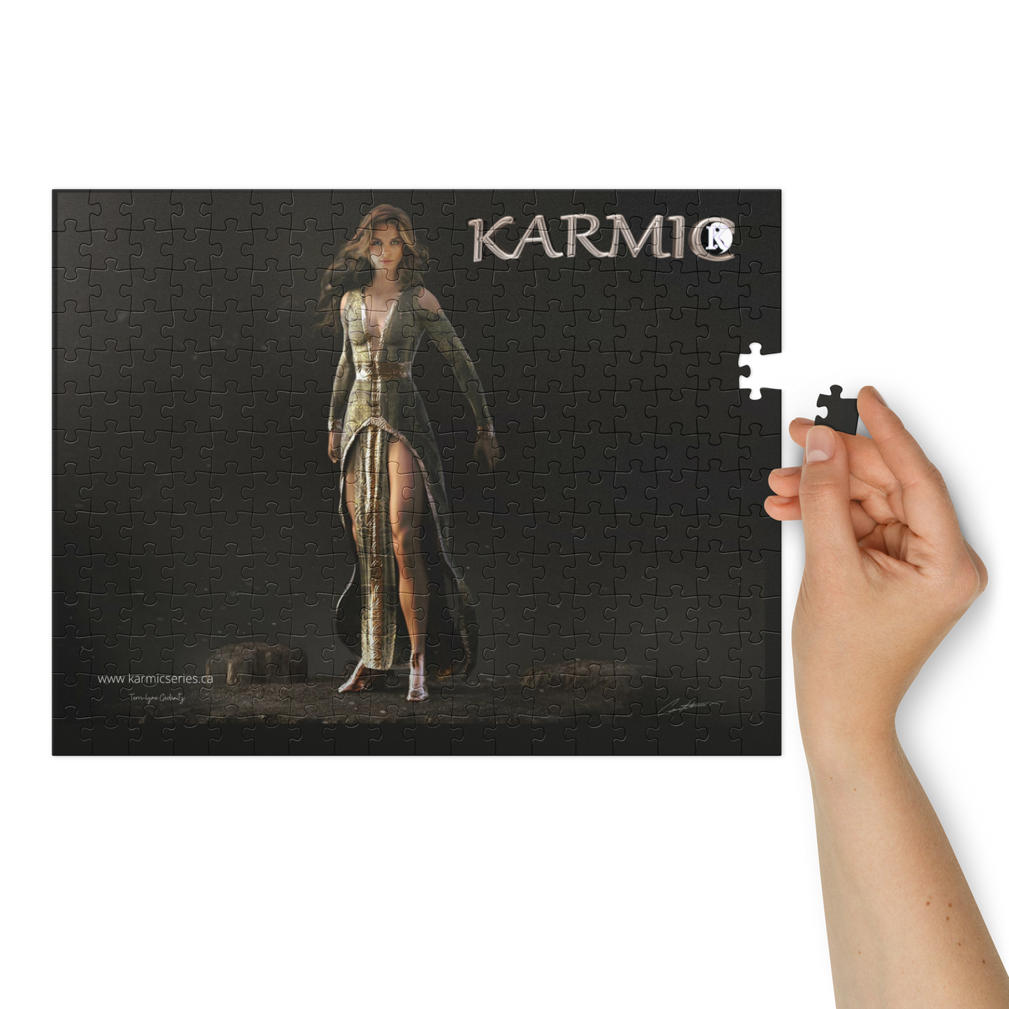 Karmic Render 1 Jigsaw puzzle with tin
